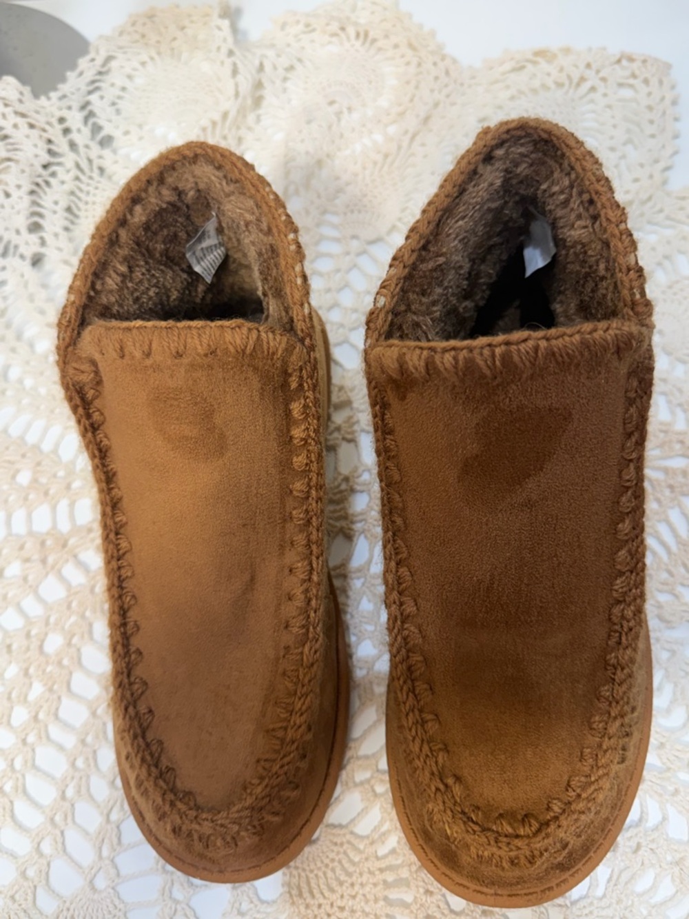 Portland Sheepskin Moccasin Slippers Women’s Size 8 Brown Suede Cozy Lined